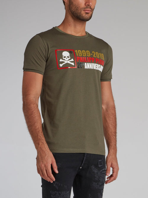 Olive Rubber Print Statement T-Shirt