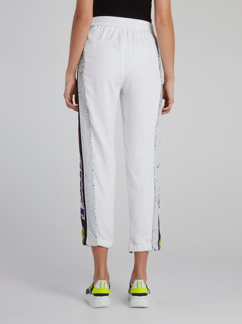 White Logo Tape Tunnel Crop Trousers