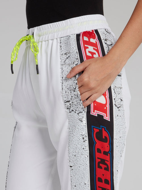 White Logo Tape Tunnel Crop Trousers