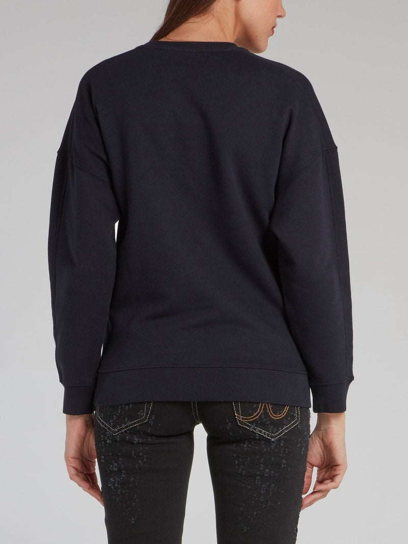 Navy Beadwork Cactus Sweatshirt