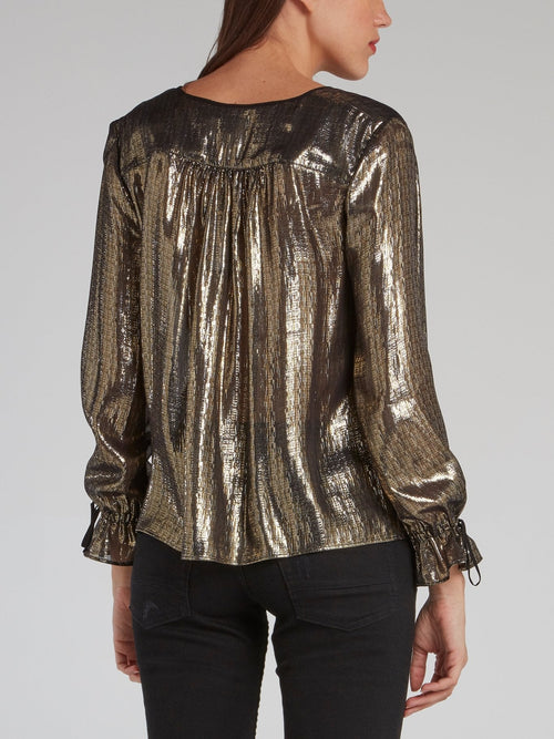 Gold Metallic Tassel Detail Top