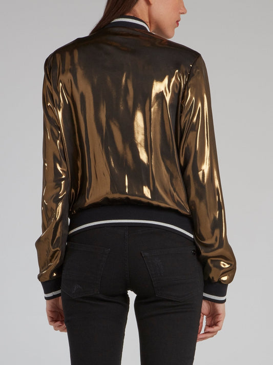 Gold Metallic Bomber Jacket