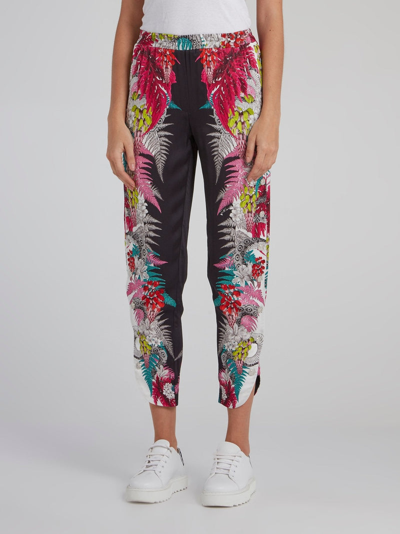 Tropical Print Cropped Harem Pants