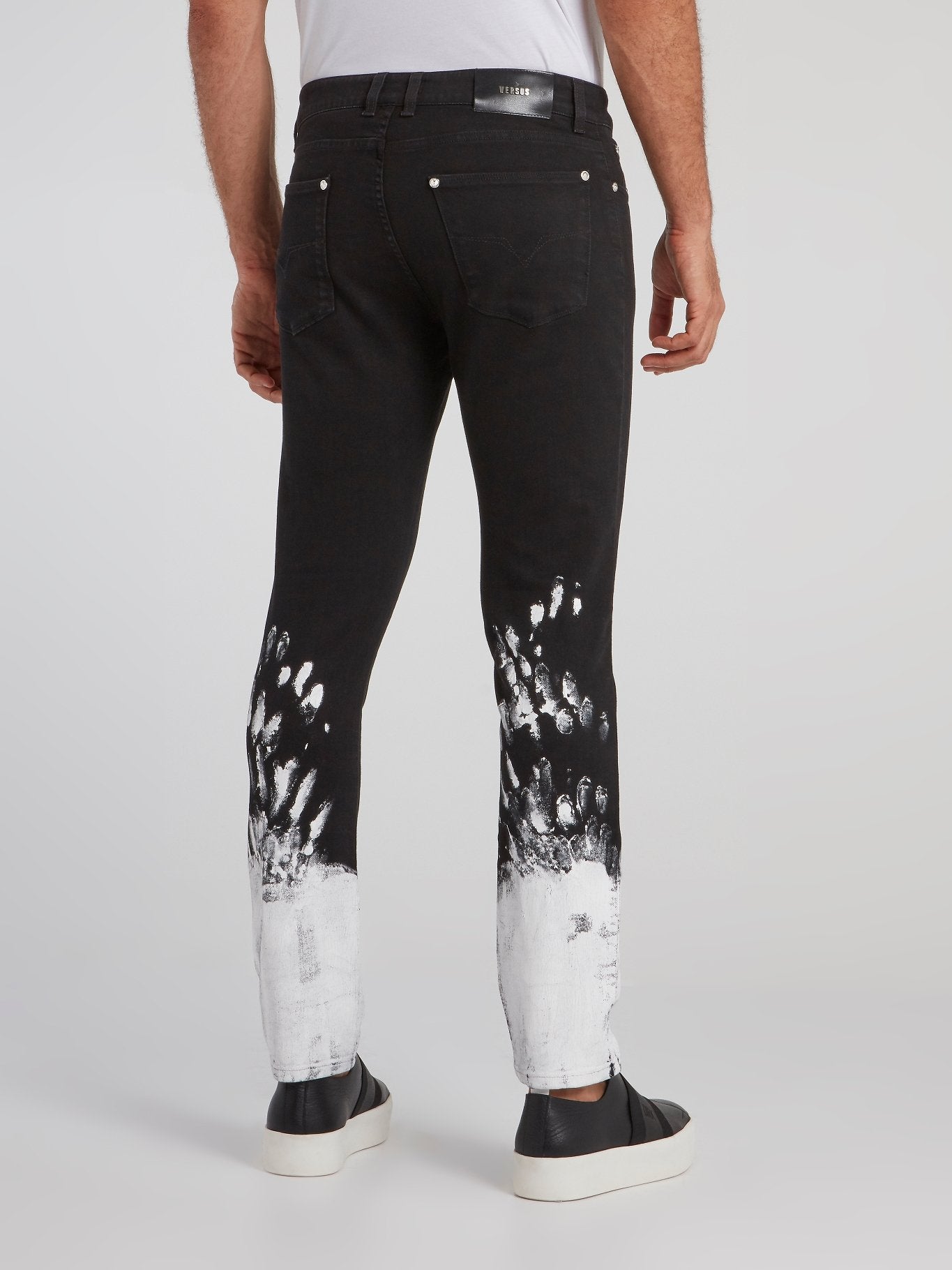 Black Contrast Paint Skinny Jeans