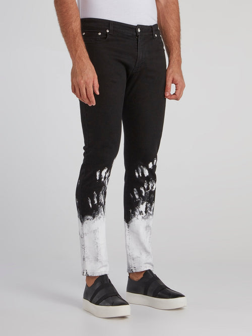 Black Contrast Paint Skinny Jeans