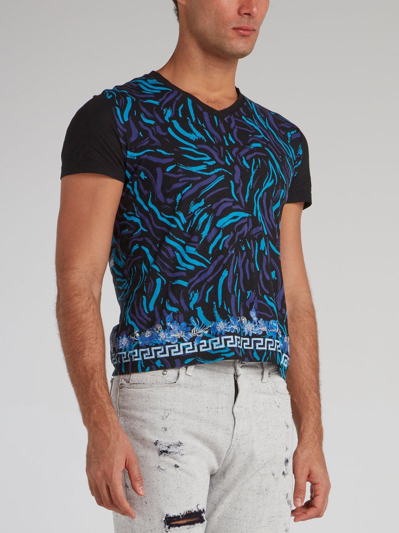 Rear Lion Print V-Neck Top