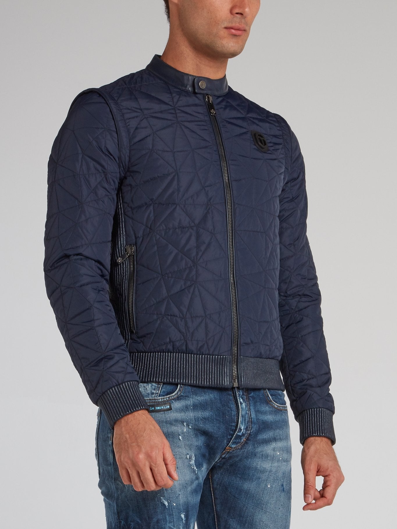 Baltazer Navy Clasp Neck Jacket