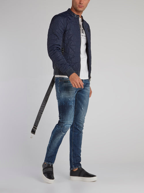 Baltazer Navy Clasp Neck Jacket