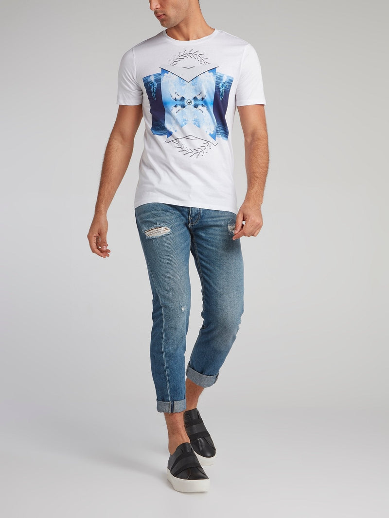 Liberto Blue Distressed Capri Jeans