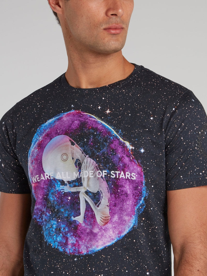 Balbino Black Galaxy Print T-Shirt