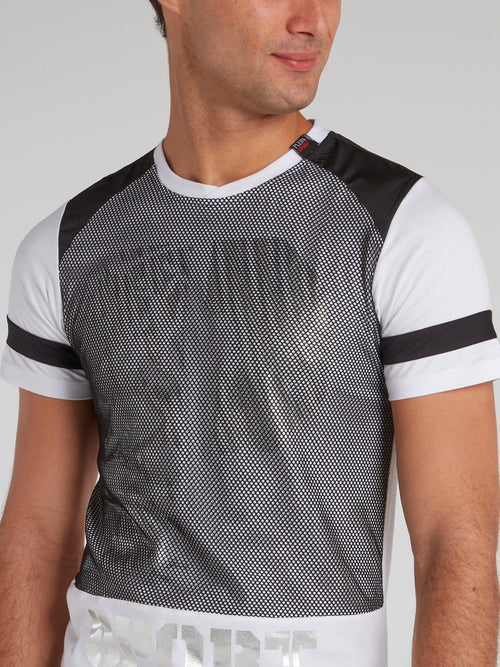 Net Mesh Panel Contrast T-Shirt