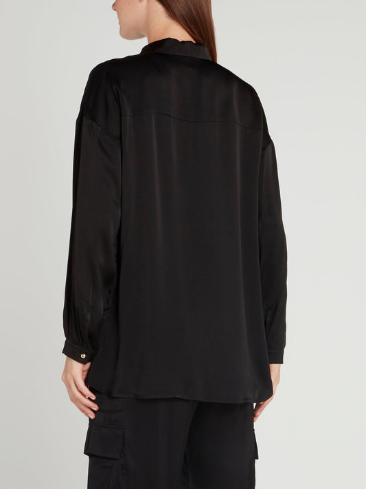 Black Button Up Viscose Shirt