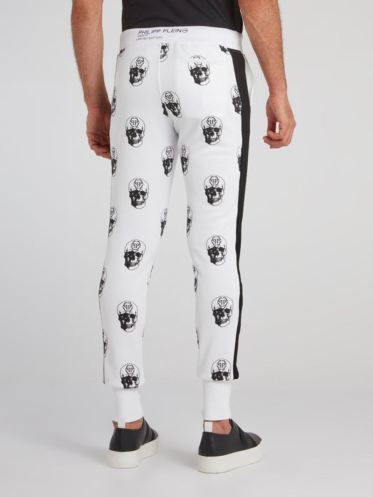 White Skull-Monogram Track Pants