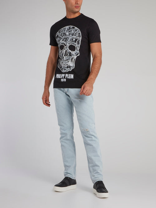 Black Dollar Skull Crewneck T-Shirt