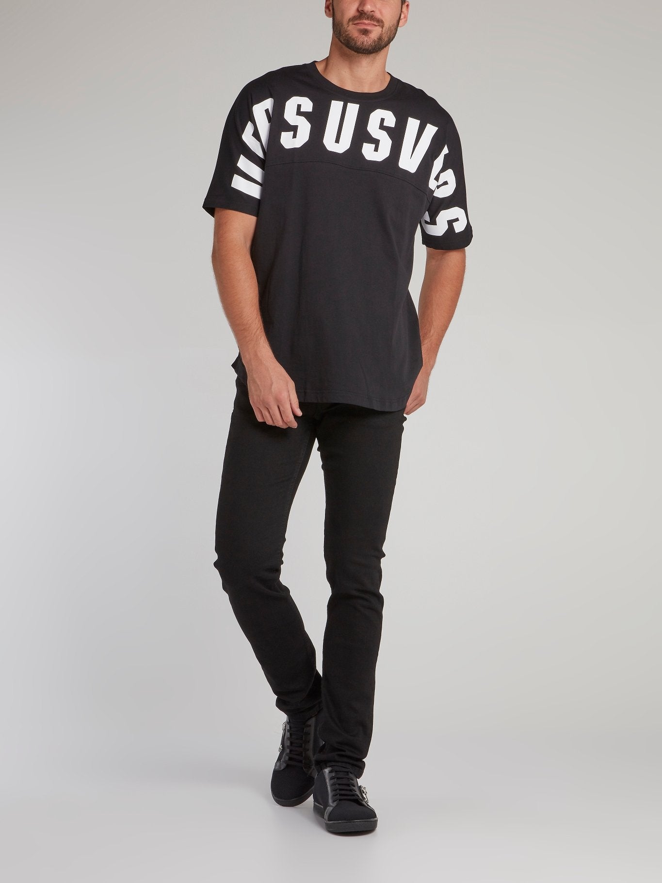 Black Statement Contrast T-Shirt