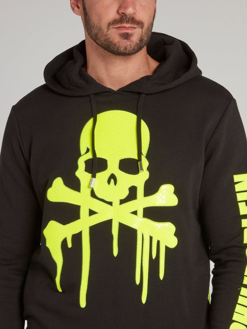 Black Dripping Skull Hooded Sweatshirt