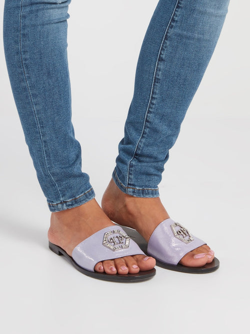 Purple Monogram Flat Sandals