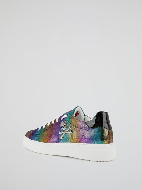 Rainbow Skull Low Top Sneakers