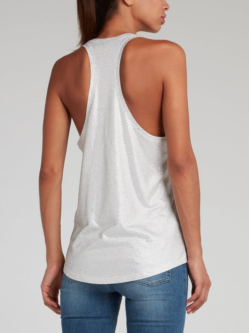 White Racerback Crystal Tank Top