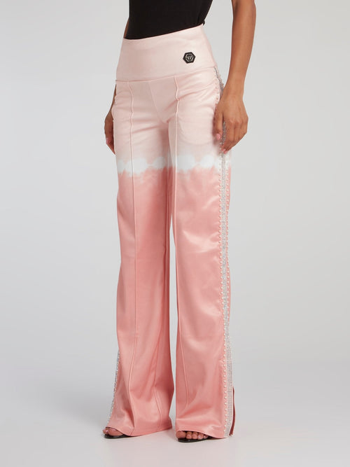 Pink Tie Dye Wide Leg Trousers