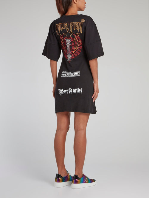 DJ Plein Black T-Shirt Dress