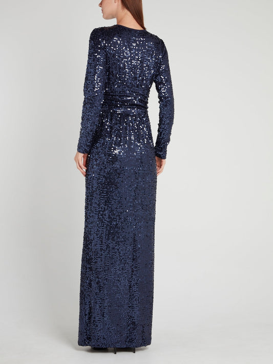 Navy Sequin Maxi Dress