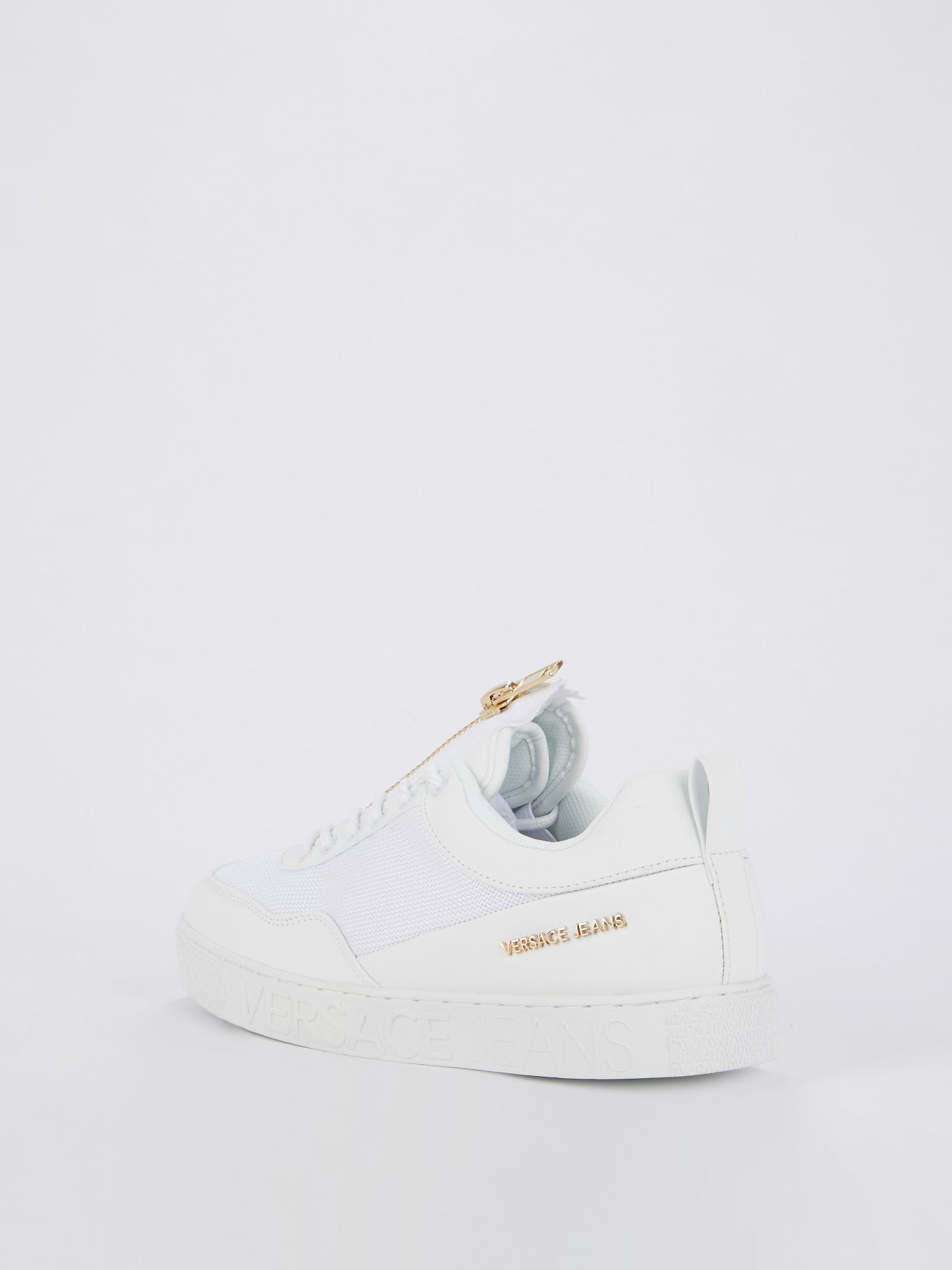 White Zip Up Mesh Sneakers