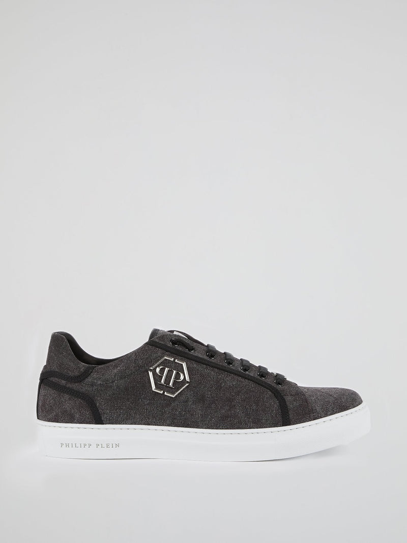 Grey Low Top Canvas Sneakers