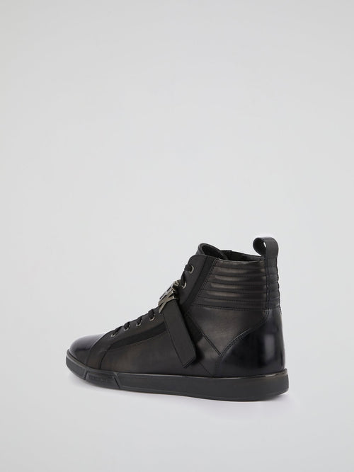 Black Logo Strap High Top Sneakers