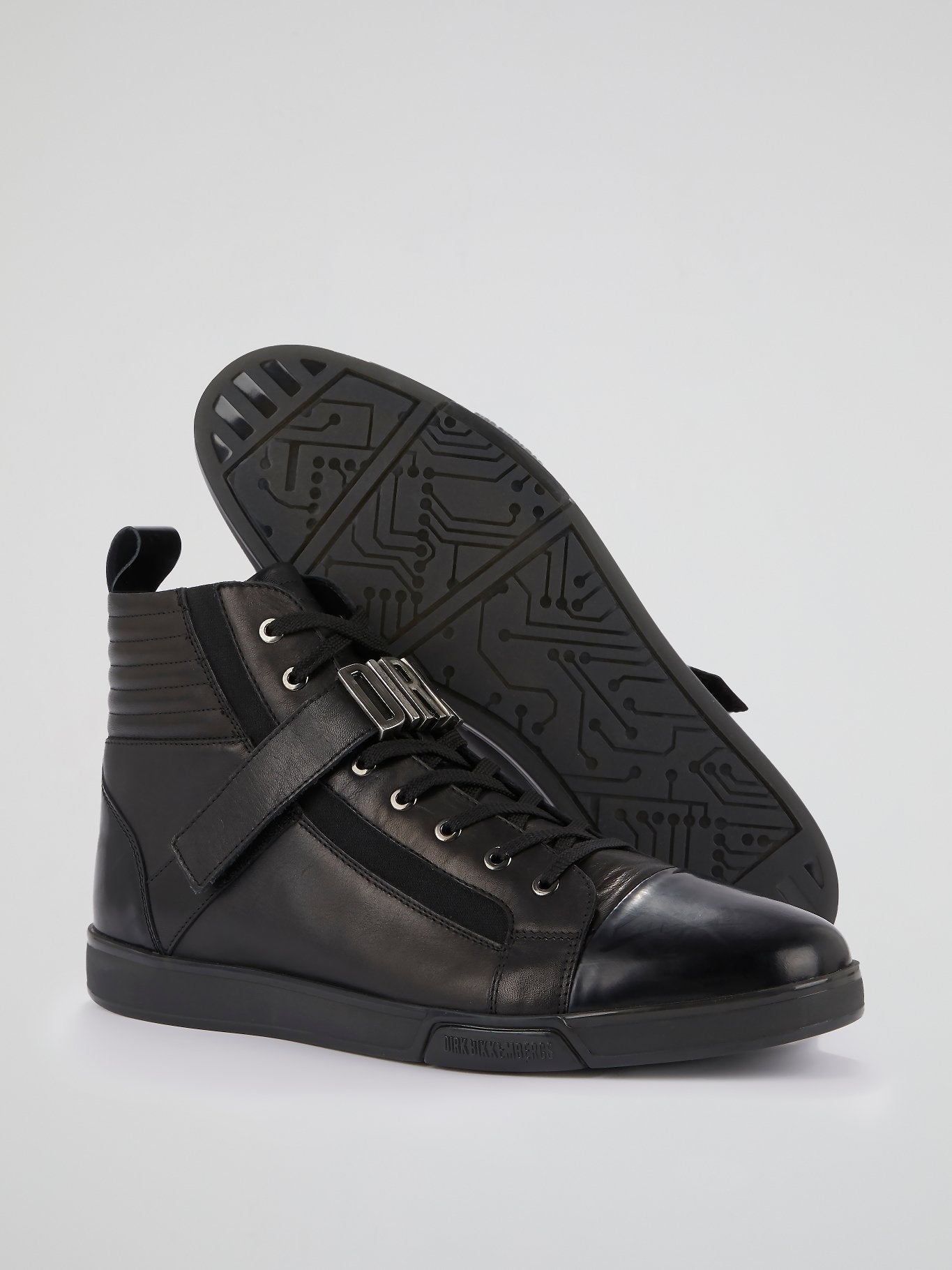 Black Logo Strap High Top Sneakers