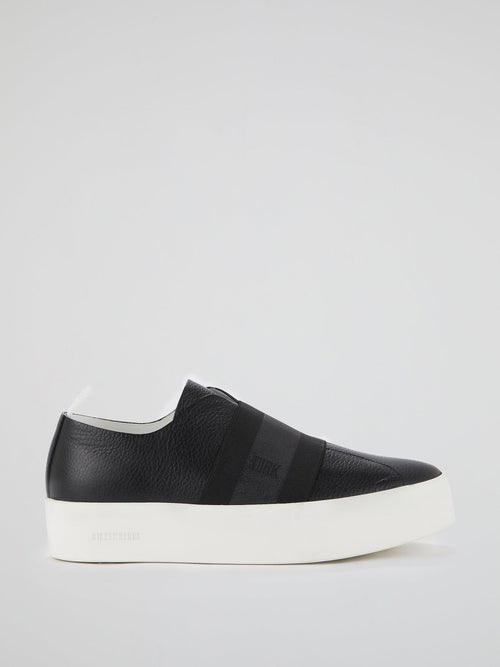 Black Elastic Strap Slip On Sneakers