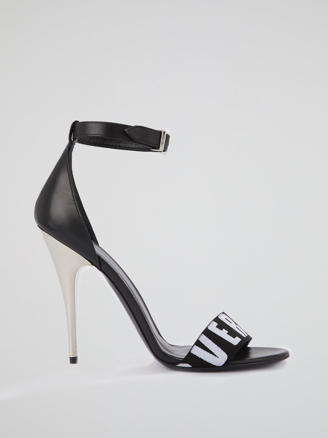 Black Logo High Heel Sandals