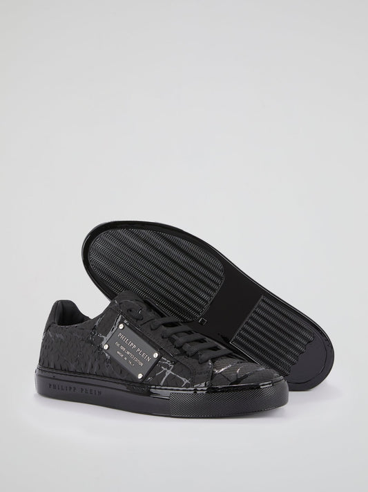 Black Python Effect Statement Sneakers