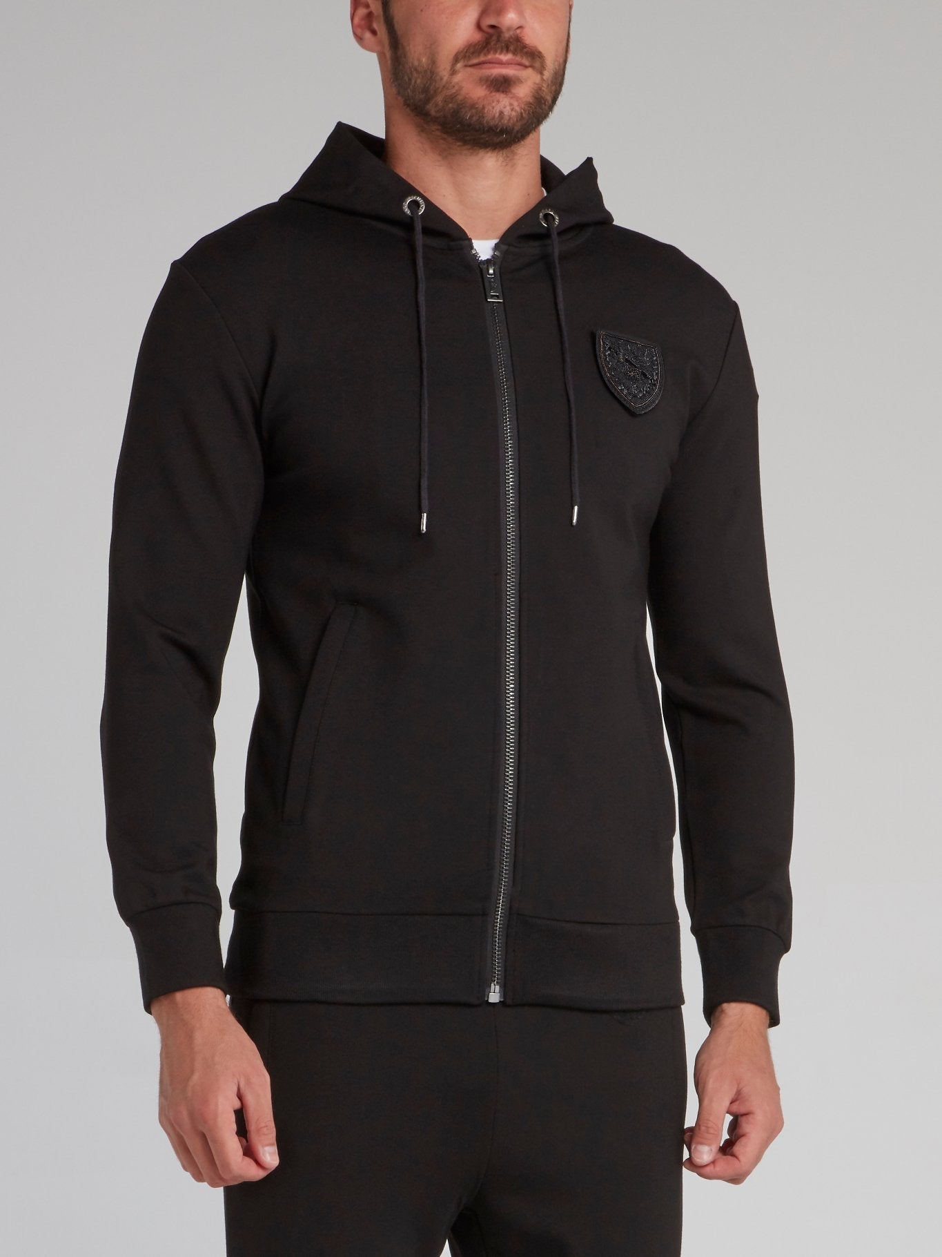 Black Monogram Hooded Track Jacket