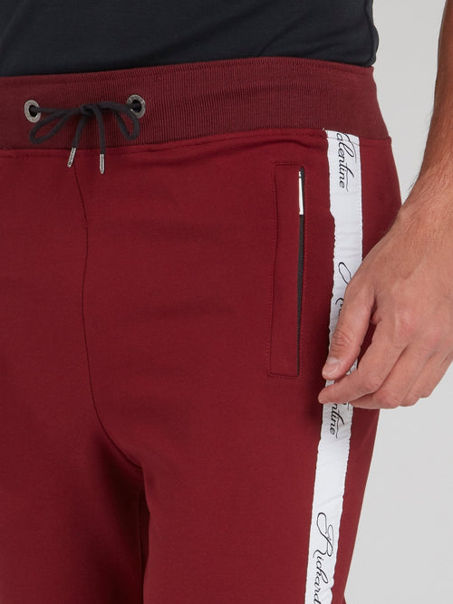 Burgundy Logo Tape Jogging Trousers