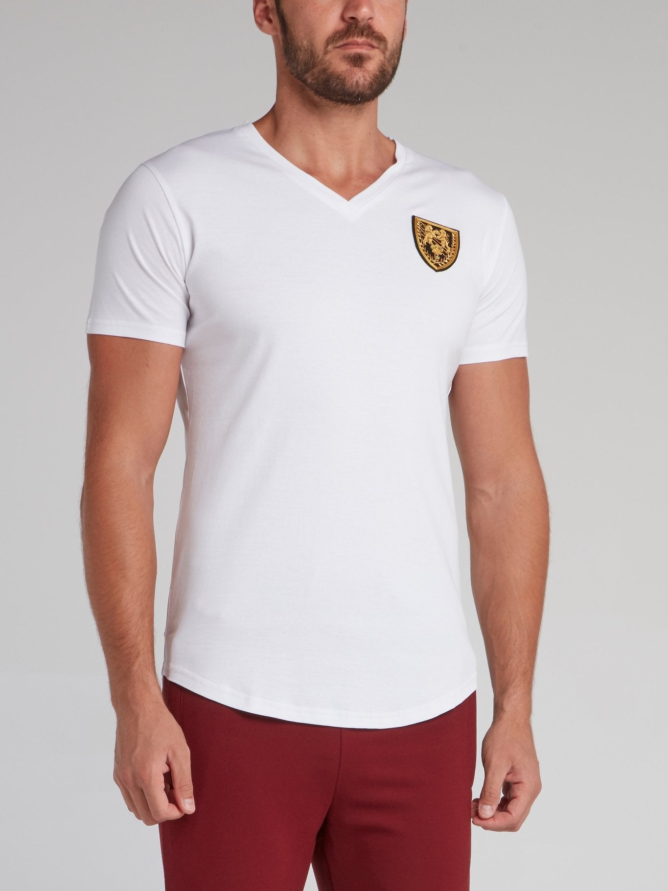 Cambridge White Appliquéd V-Neck T-Shirt