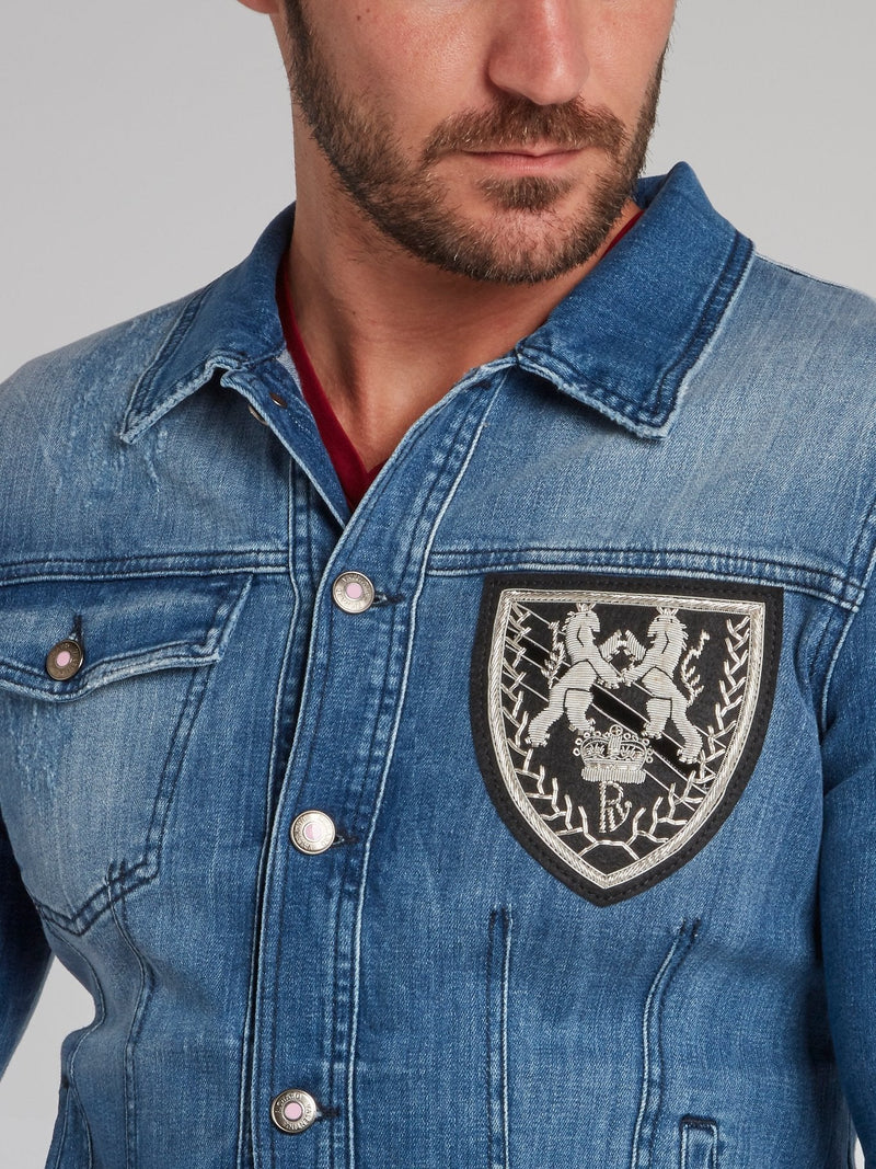 Erick Blue Distressed Denim Jacket