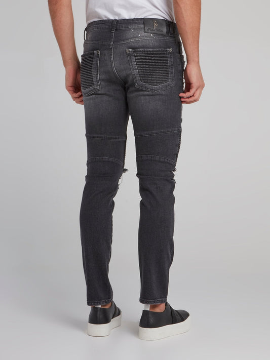 Haelay Black Tattered Biker Jeans