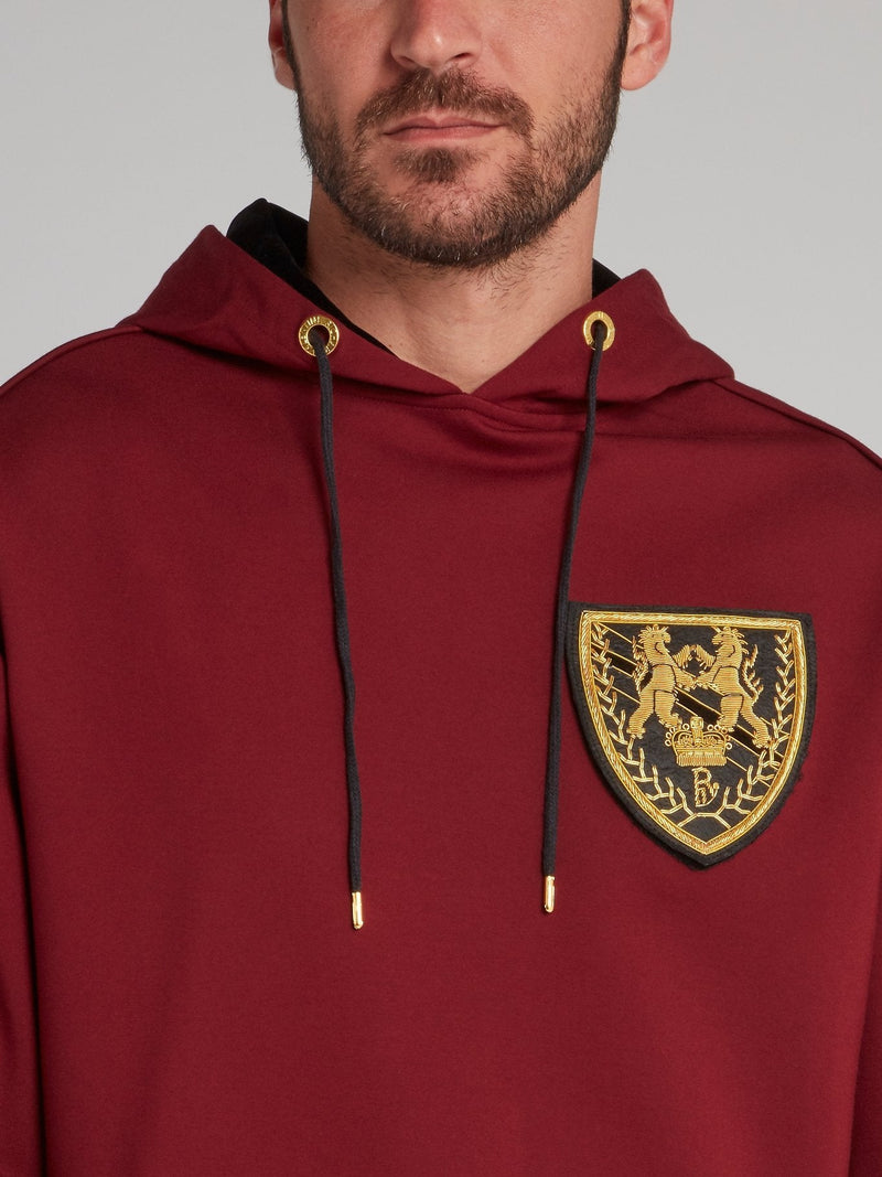 Burgundy Monogram Appliquéd Hoodie