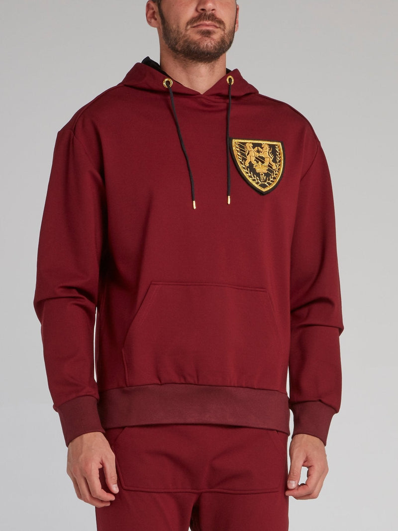 Burgundy Monogram Appliquéd Hoodie