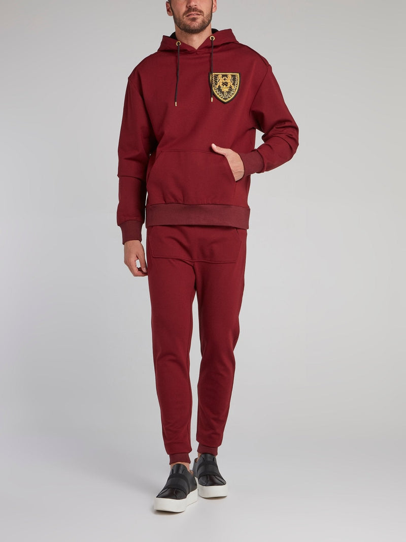 Burgundy Monogram Appliquéd Hoodie