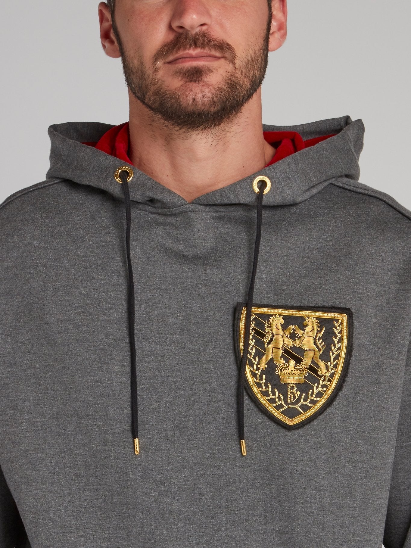 Grey Monogram Appliquéd Hoodie