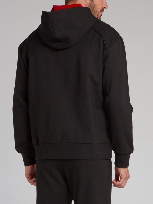 Black Monogram Appliquéd Hoodie