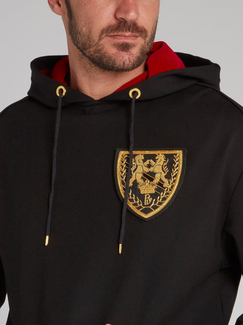 Black Monogram Appliquéd Hoodie