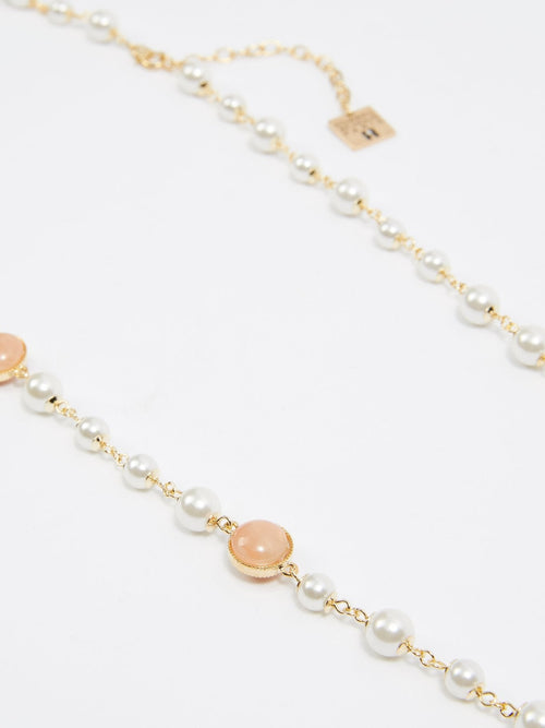 Nude Flower Pearl Necklace