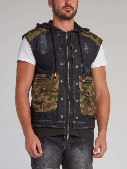 Meyer Black Camo Patch Denim Jacket