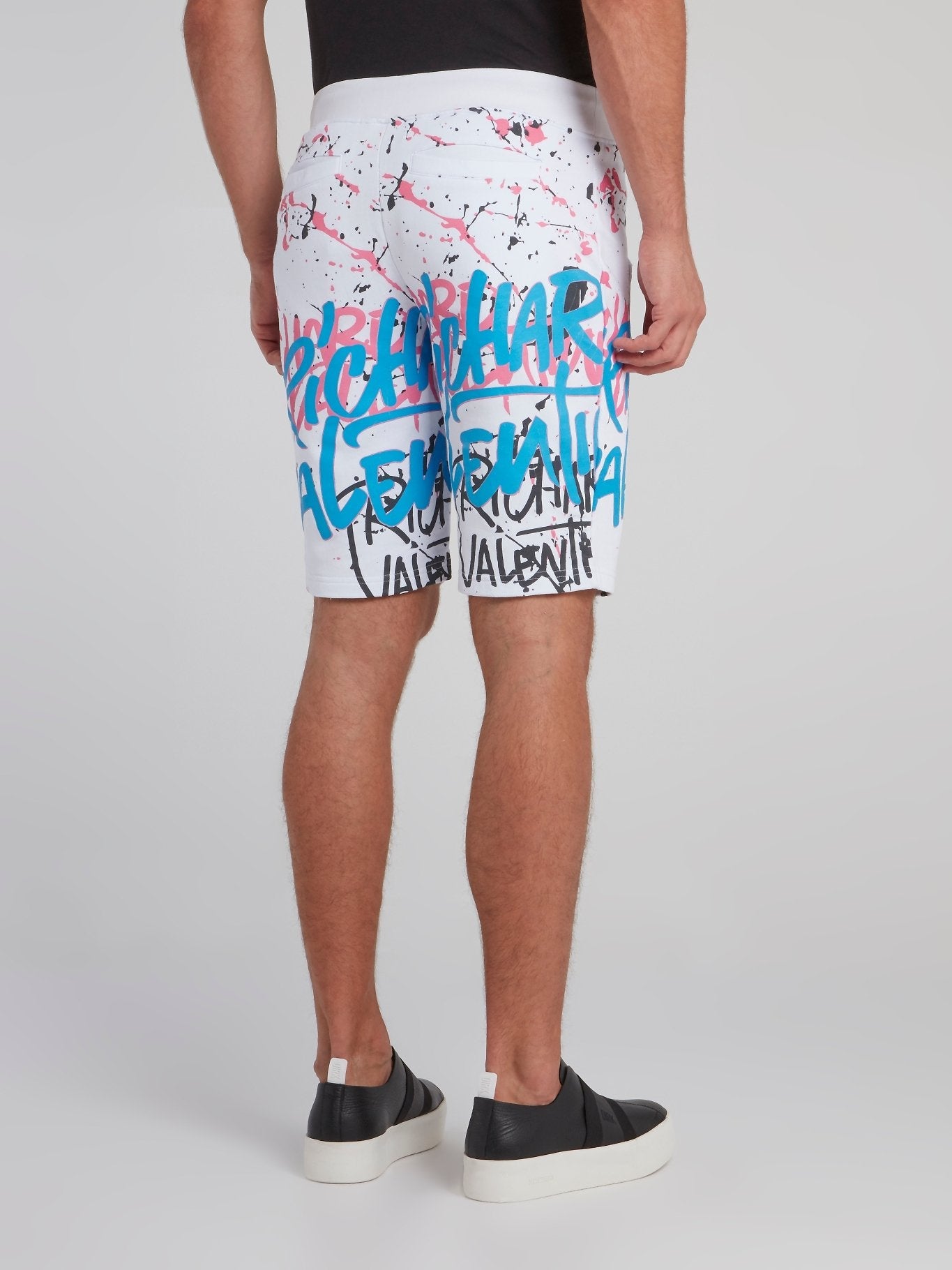 White Paint Splatter Statement Shorts