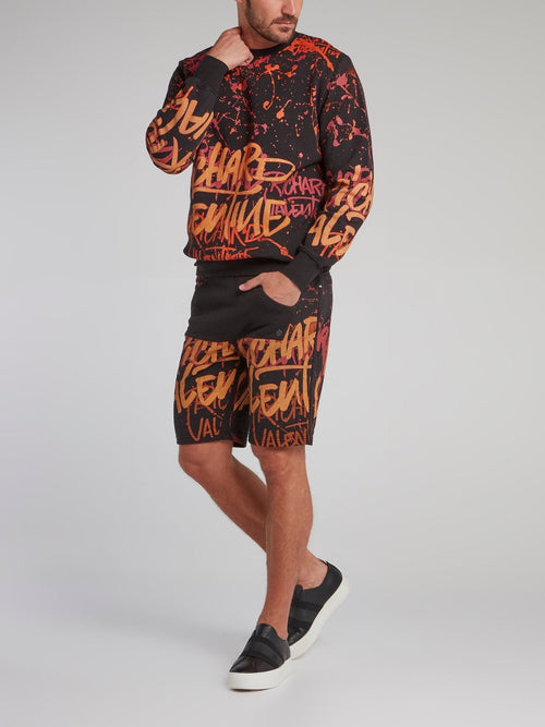 Black Paint Splatter Statement Shorts