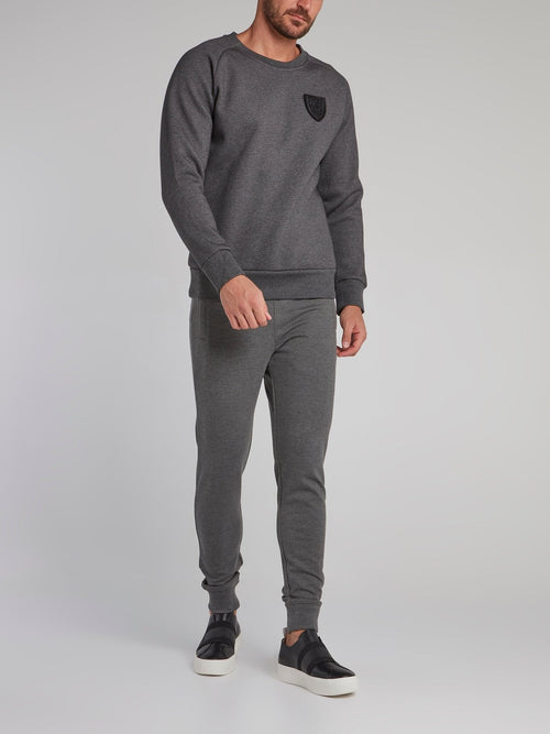 Grey Appliquéd Crewneck Sweatshirt