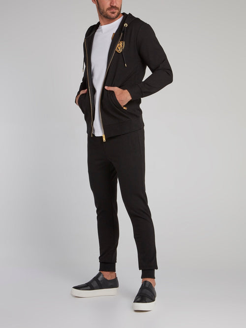 Black Appliquéd Jogging Trousers